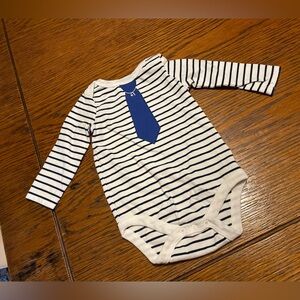 Circo Navy and White Striped Bodysuit with Tie